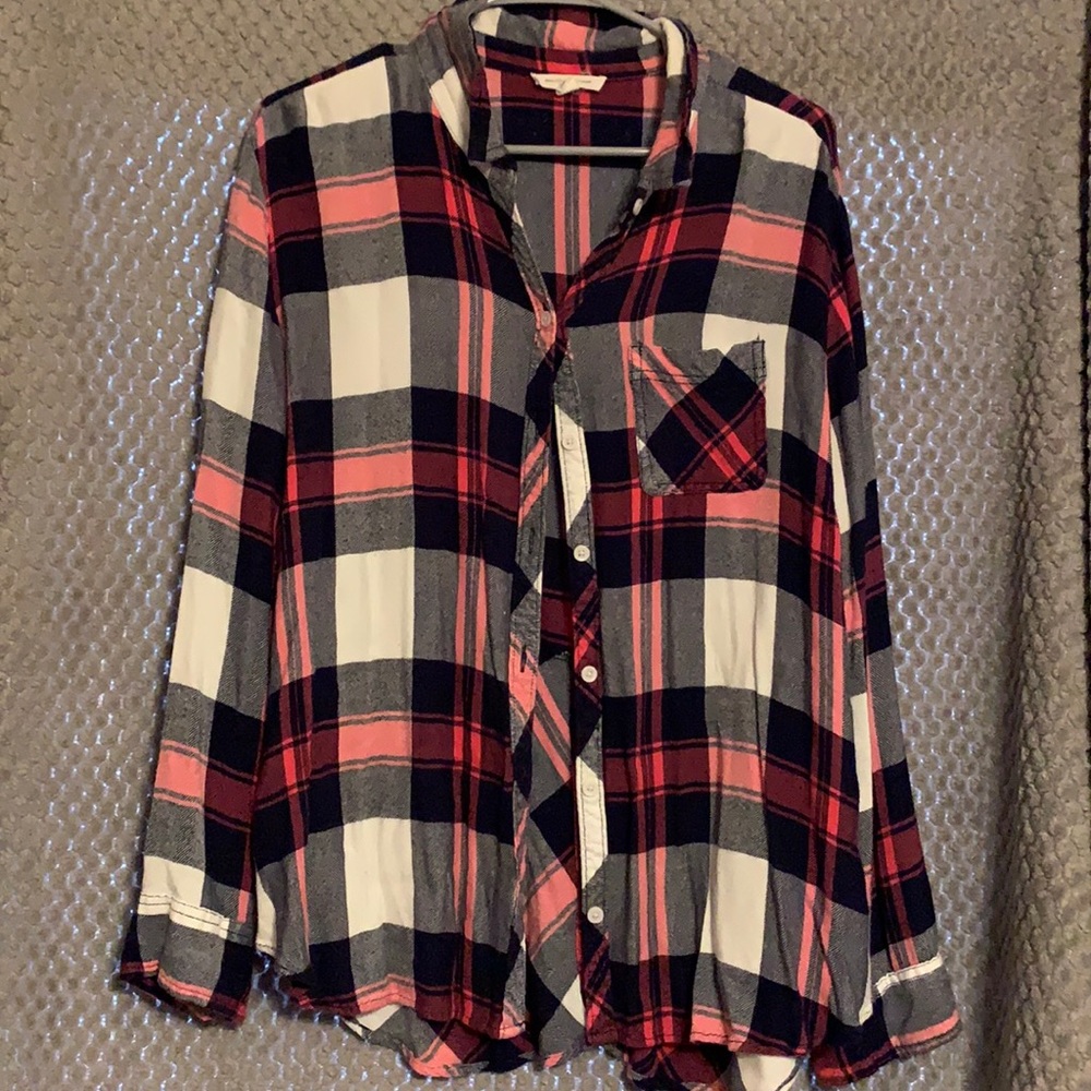 Navy and pink flannel